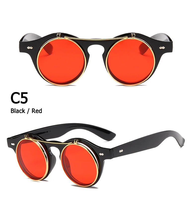 JackJad Мода 2018 г. винтаж круглый стимпанк флип солнцезащитные очки для женщин классический двойной слои раскладушка дизайн защита от солнца