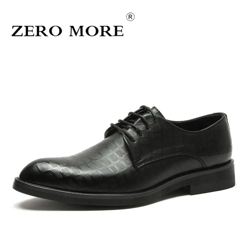 

ZERO MORE Mens Shoes Casual Formal Square Designer Shoes Men Lace Up Hot Sale Solid Dress Pointed Toe Derby Shoes Luxury Brand