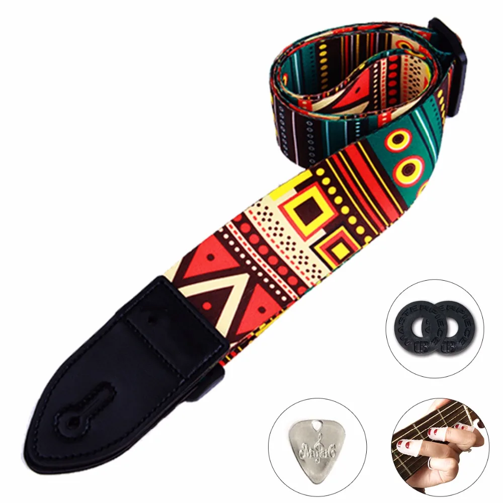Guitar Strap Bundle with Locks / Metal Pick/ Fingertip Protectors for Acoustic Electric Classical Guitars | Спорт и развлечения