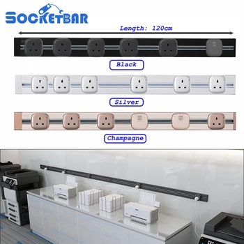 

On Sale Aluminum Alloy 8000W 120cm Universal socket USB charger wall socket LED Light Meeting Room Kitchen Plug Sockets