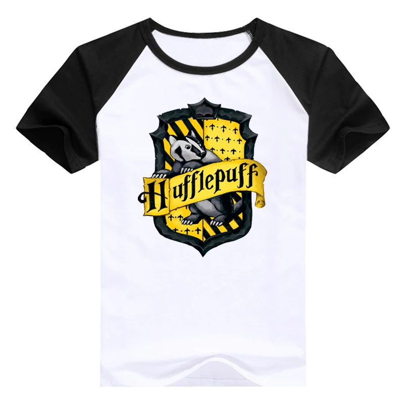 Женская футболка, Магическая школа, Слизерин/Хаффлпафф/Рейвенкло/Гриффиндор, значок колледжа, блуза, хлопковая футболка для женщин, футболки