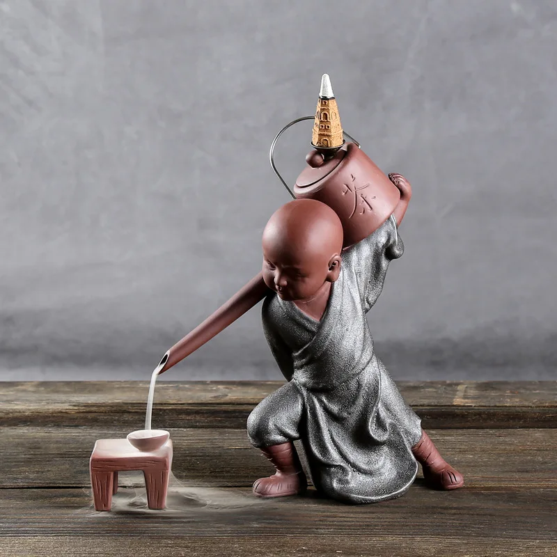 

Creative ceramics back incense burner ornaments small monk long mouth pot incense burner tea ceremony crafts WF4291136