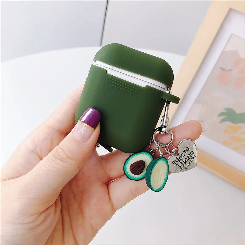 

For Airpods Case Keychain Key Ring Avocado Earphone Case For Apple Airpods 2 Silicone Headphone Cover For Air Pods Earpods Strap