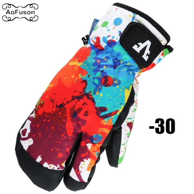 US $14.96 Winter Ski Gloves Unisex Profession Waterproof Keep Warm Thicker Snowboard Gloves Outdoor Snow Thre