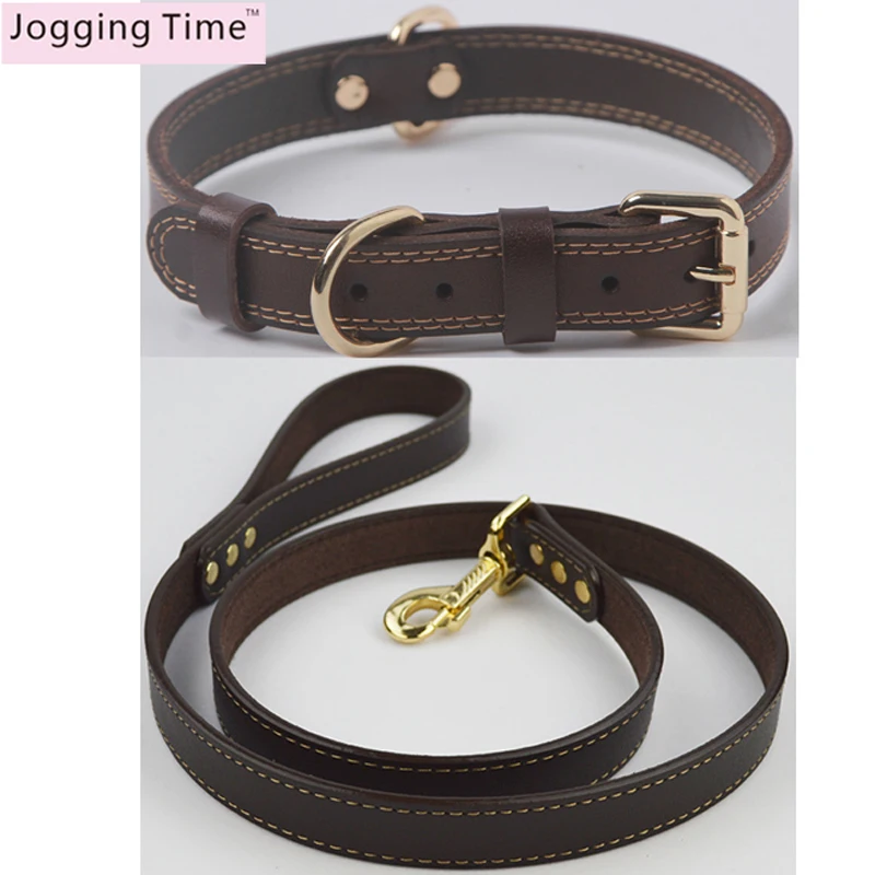 Strong Leather pet dog collar leash set large dog collar Alloy Buckle