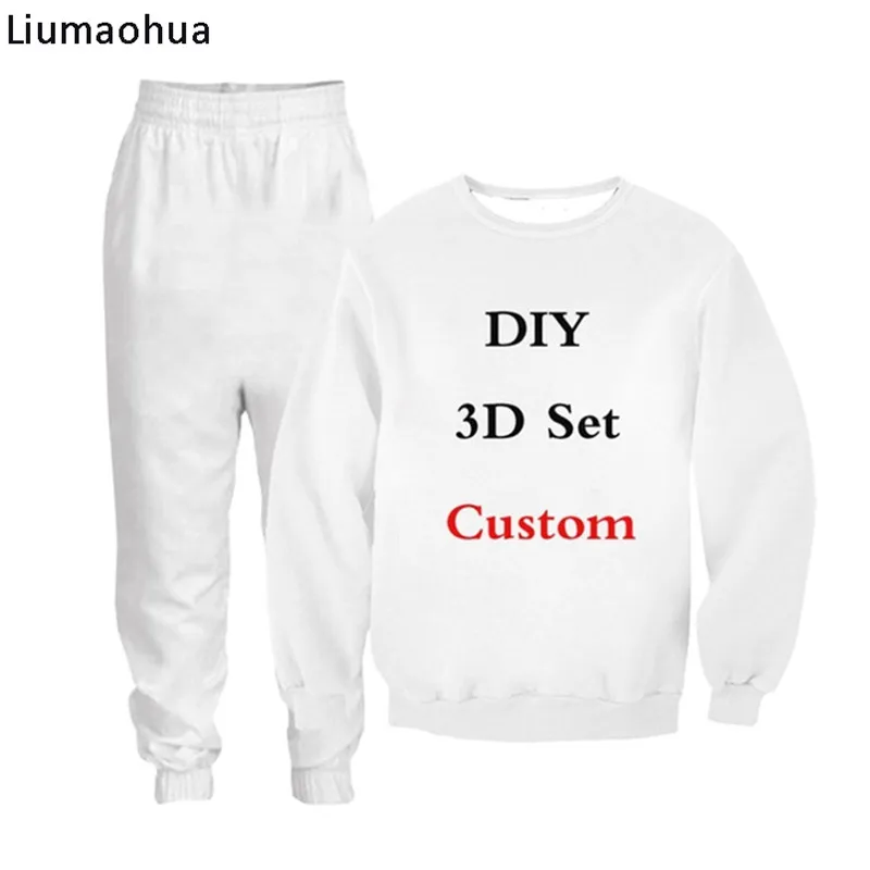 Liumaohua бренд 3D печать Diy пользовательский дизайн для мужчин/женщин Толстовка Брюки