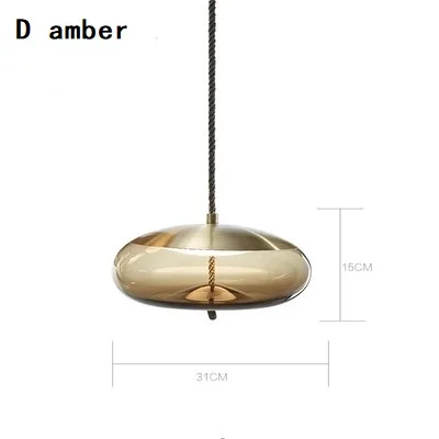 Подвесные светильники из скандинавского стекла, подвесной светильник на веревке, дизайнерская лампа для гостиной - Цвет корпуса: D amber
