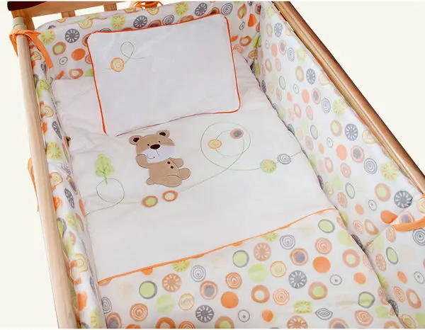 

Promotion! Velvet Pattern Baby Bedding Set Comfortable Bedding for Kids 100% Cotton Quilt ,(bumper+sheet+pillow+duvet)