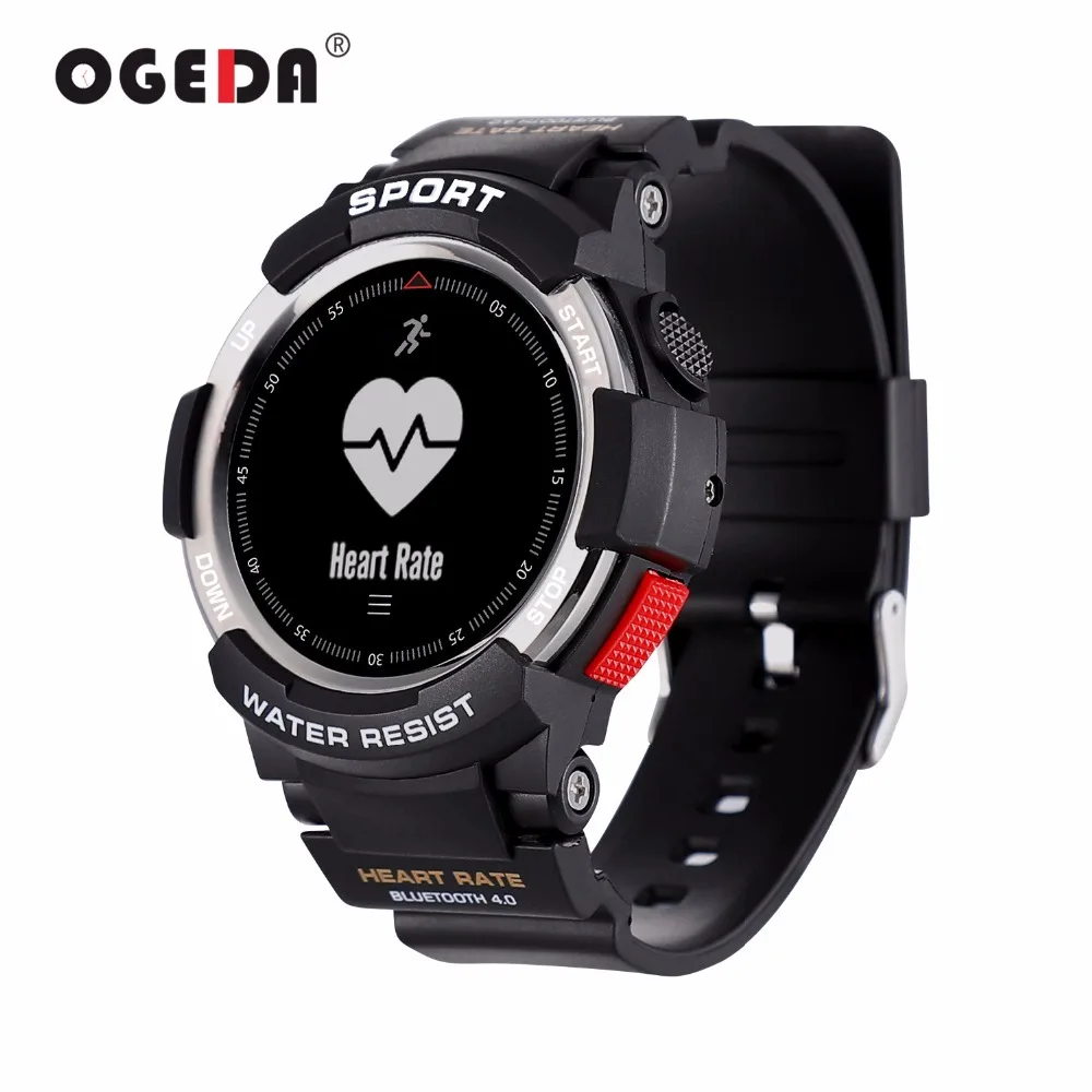 OGEDA мужские часы Bluetooth F6 Смарт IP68 водонепроницаемые пульсометр фитнес трекер с
