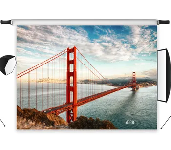 

LB Polyester & Vinyl Golden Gate Bridge River View Backdrops Background For Photography Studio Backdrop Photo Props Decoration
