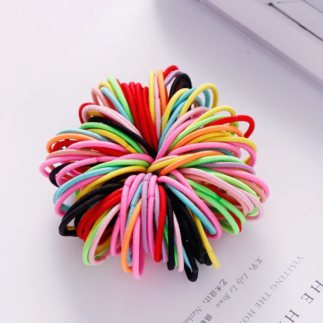 New 100PCS/Lot Girls Candy Colors Nylon 3CM Rubber Bands Children Safe Elastic Hair Bands Ponytail Holder Kids Hair Accessories 1