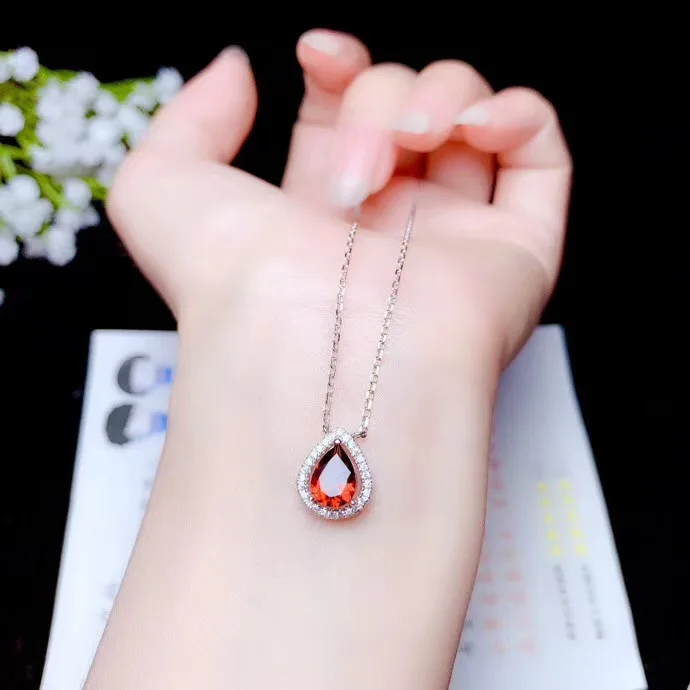 Kopen Nieuwste Ontwerp Dropping Ketting 925 Puur Zilver Granaat Red Ruby Ketting Speciale Prijs Pakket
