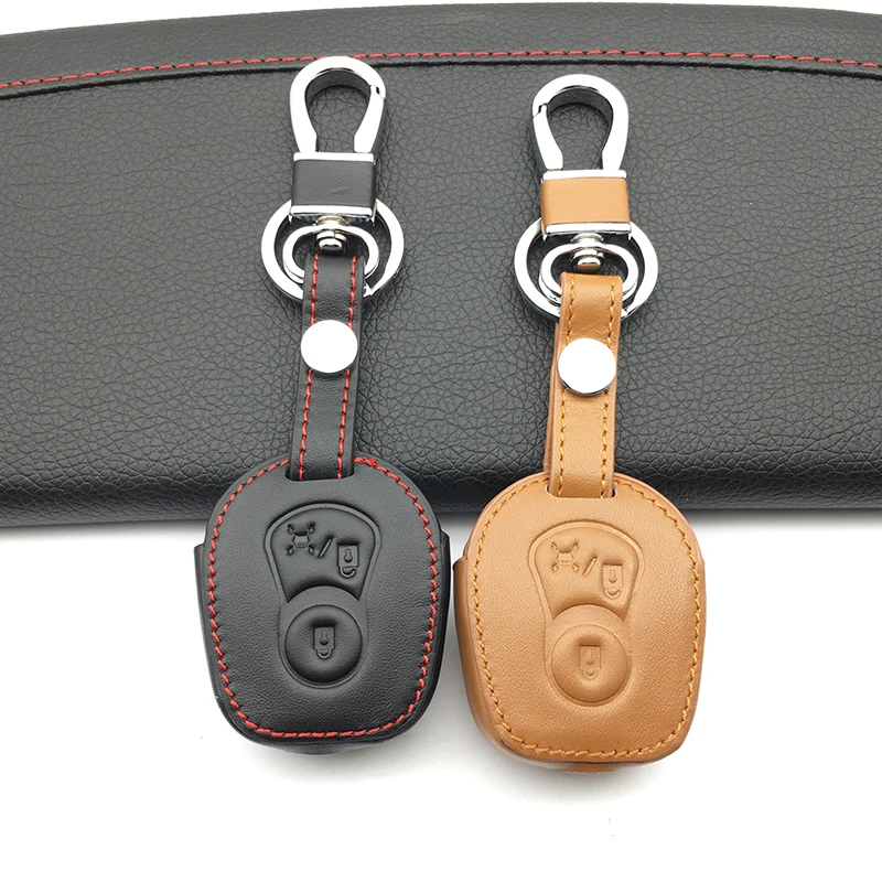 

2 buttons leather car remote key case For Ssangyong car key cover car keys accessories Car wallet Keyboard cover Accessories