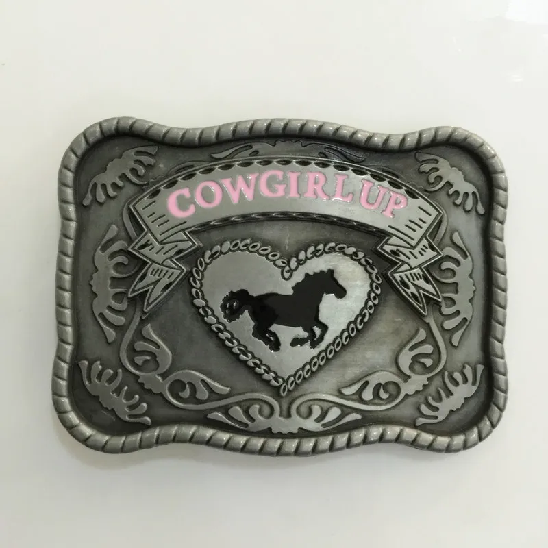 Retail Western Cowgirl Up Belt Buckle With 8.5*6.2cm 61.5g Pattern