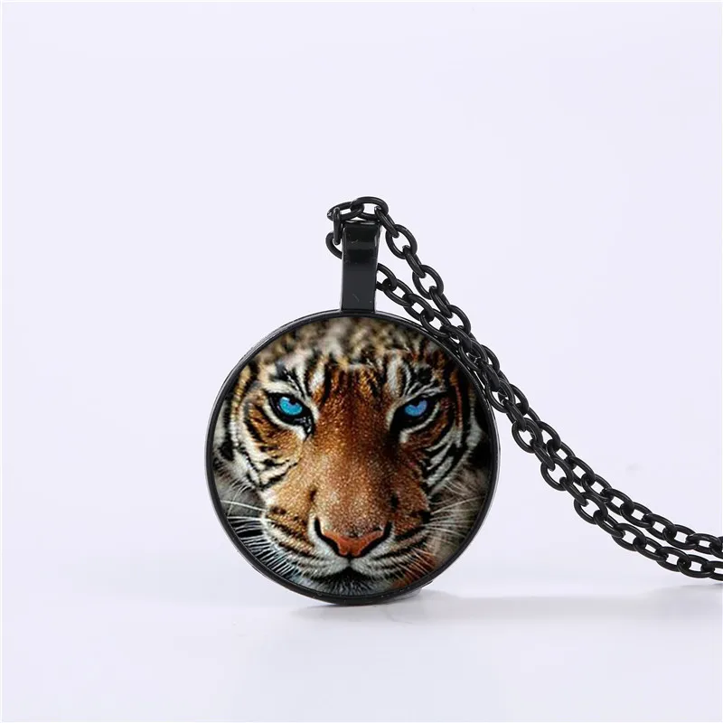 

YSDLJG 2018/ hot sale, charm tiger pendant silver-plated glass pendant jewelry silver chain necklace