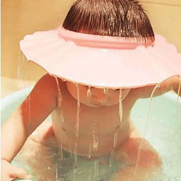 

0-6 years kids Adjust Shampoo Shower Bathing Bath Protect Soft Cap Hat For Baby Pink baby cap#P40US