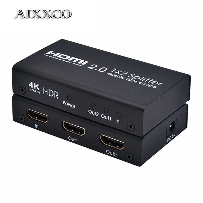 AIXXCO 4K UHD HDMI сплиттер 2,0 1x2 HDMI 2,0 сплиттер HDCP 1,4 HDR сплиттер HDMI 2,0 4K HDMI2.0 сплиттер для DVD PS3 PS4