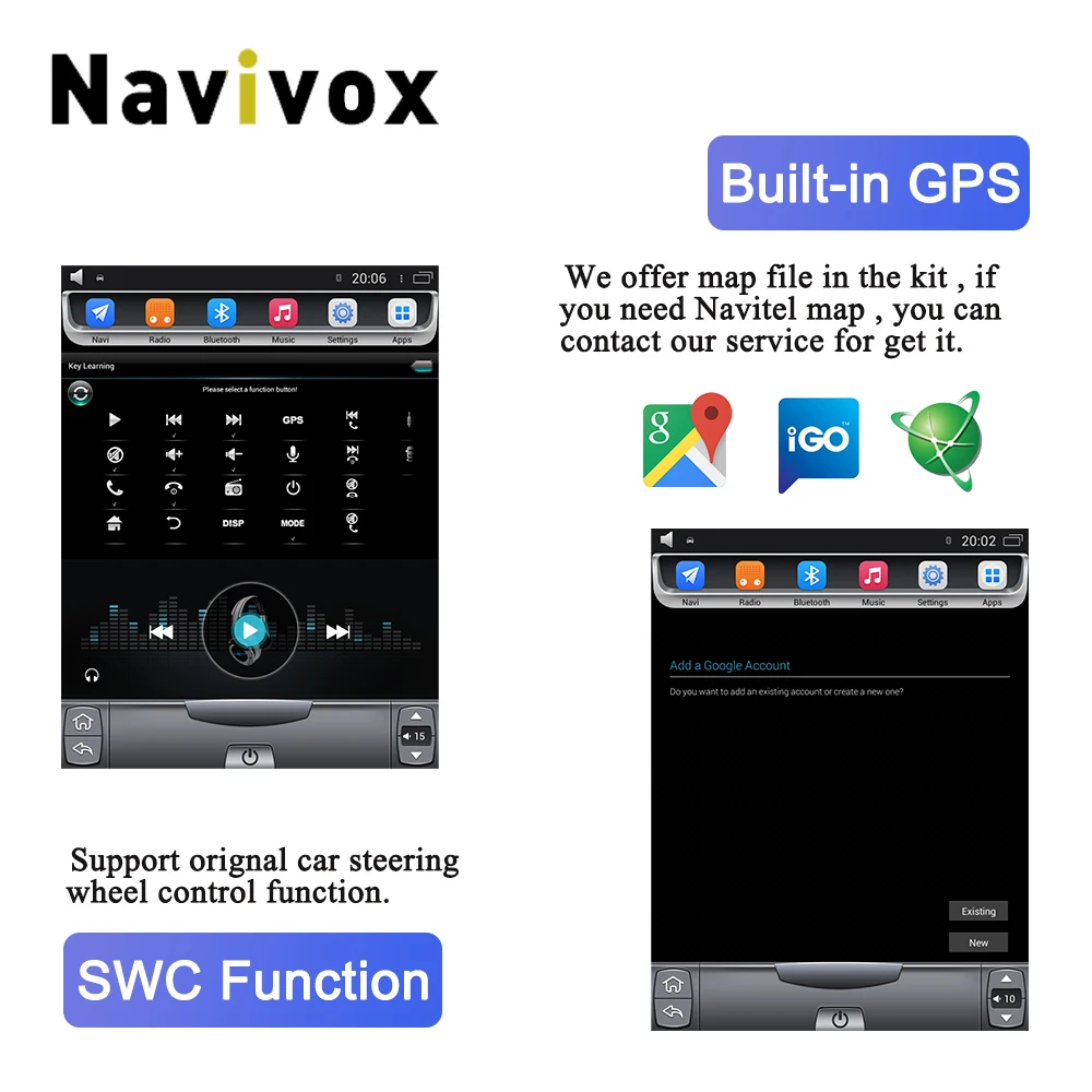 Navivox 2 Din Android Car DVD Player GPS Navi para Ford Focus 2012-2017 espejo enlace Bluetooth Tesla estilo radio de coche con pantalla grande