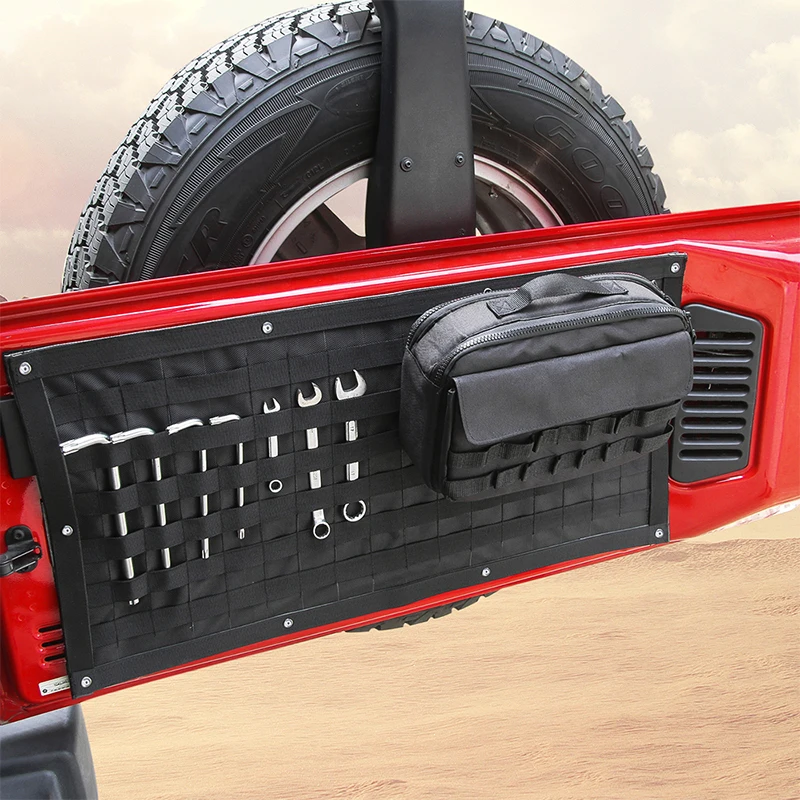 Ceny SHINEKA akcesoria samochodowe tylne drzwi torby do przechowywania narzędzia organizator do zestawu Camping Mat dla Jeep Wrangler JK JL 2007 2018 +