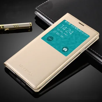 

For Samsung Galaxy S5 case Free Answer Simple Window PU Leather with Smart chip sleep wake-up Function Flip Case for Galaxy S5