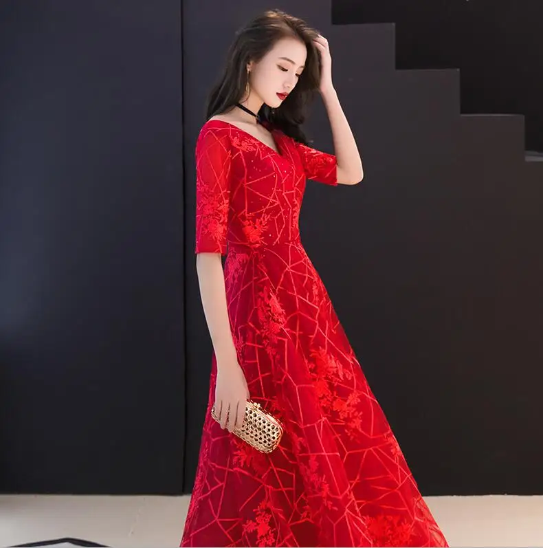 Бордовый атласный Восточный Стиль праздничные платья Китайские винтажные Свадебные Cheongsam элегантные длинные вечерние платья Размер XS-XXL - Цвет: style 2