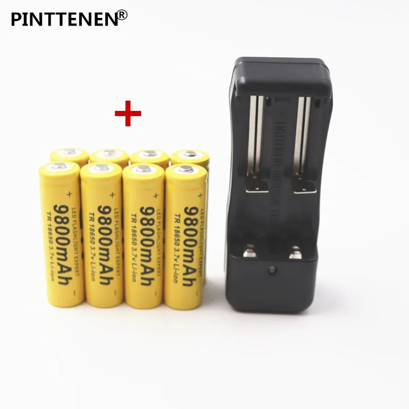 Pinttenen 18650 Батарея Перезаряжаемые Батарея 3,7 V 18650 9800mAh литий-ионный аккумулятор Батарея для фонарик с ЕС Зарядное устройство для 18650 Батарея - Цвет: Белый