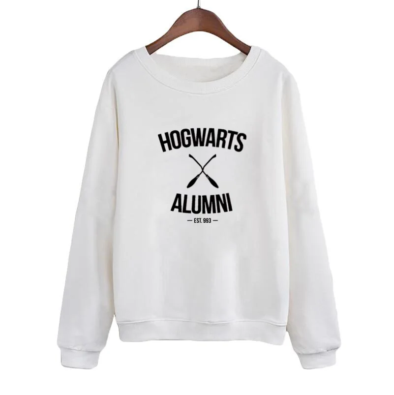 

Adult Sweatshirt Women Tops Casual Female Tracksuit Black White Fashion Crewneck Hoodies Hogwarts Alumni Clothes Hoodies