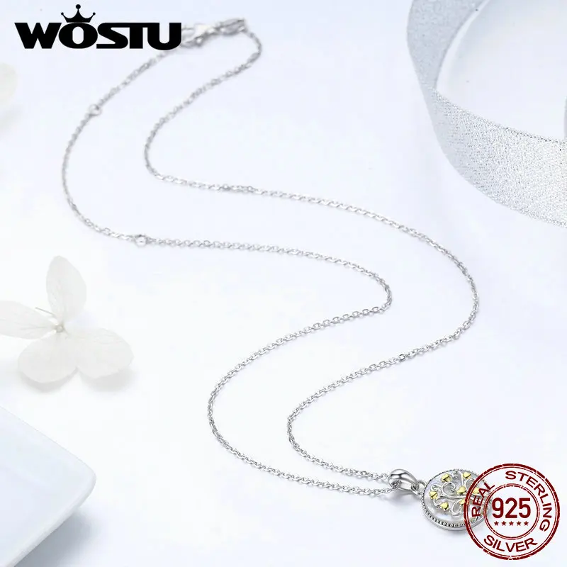 Женское ожерелье с подвеской WOSTU из стерлингового серебра 925 пробы и золотого