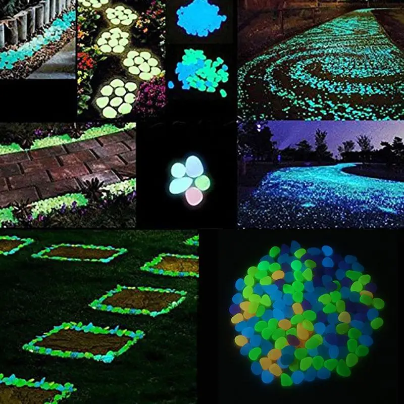 

50/100Pcs Glow in the Dark Garden Pebbles Glow Stones Rocks for Walkways Garden Path Patio Lawn Garden Yard Decor Luminous stone