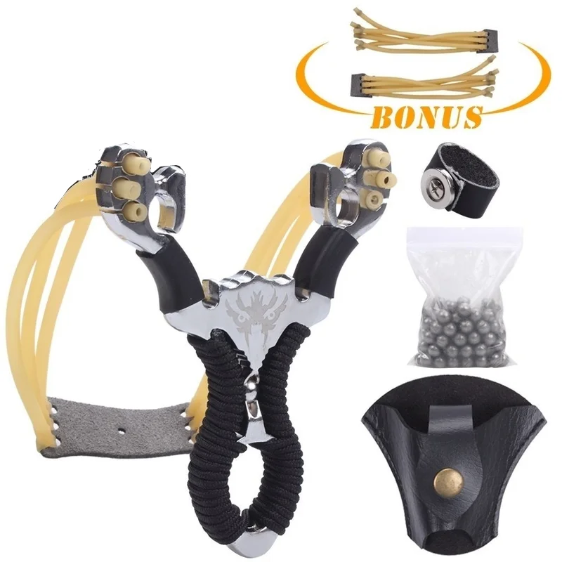 

Professional Stainless Steel Slingshot Set Outdoor Hunting Catapult Powerful Slingshot Bow