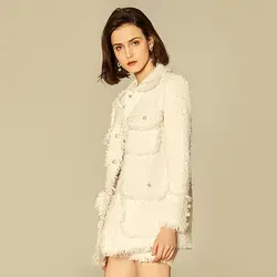Твидовая куртка + шорты, комплект 2019, весенне-осенний Женский комплект, Зимняя женская модная куртка, комплект из 2 предметов
