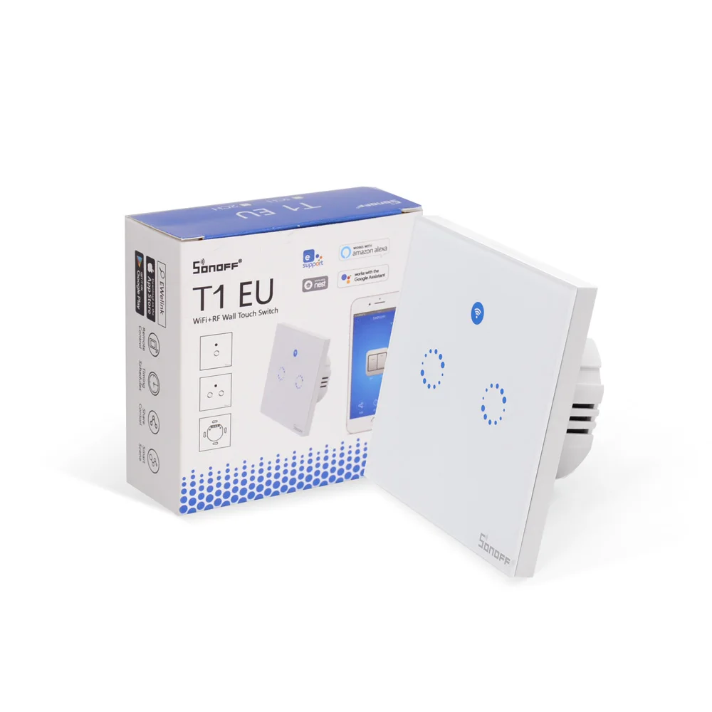 

Factory Sonoff T1 EU Wifi Wall Switch 433 RF APP Control Smart Home Automation Works with Alexa Google Home