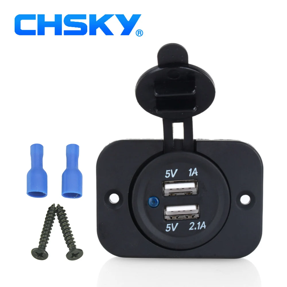 

CHSKY Waterproof Dual USB 5V 3.1A Motorcycle Car Charger Power Adapter Cigarette Lighter Socket for Mobile Phones GPS Camera MP3