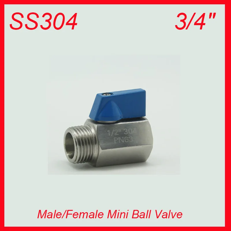

3/4"  Stainless Steel SS304 One Piece NPT Male/Female Mini Ball Valve 10pcs/lot