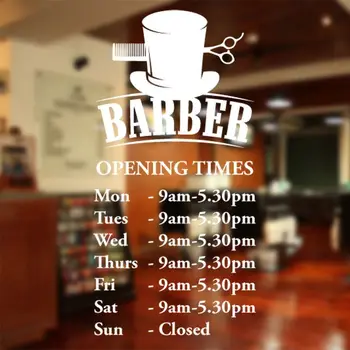 

Business Hours Barber Shop Sticker Customized Chop Bread Decal Posters Vinyl Wall Art Decor Haircut Shavers Glass Decals