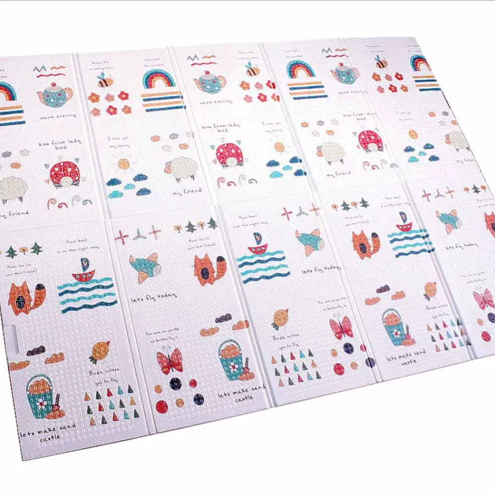 195 148 1CM XPE Crawling Mat Double sided Folding Puzzle Playmat Infant Kids Play Mat Game 4
