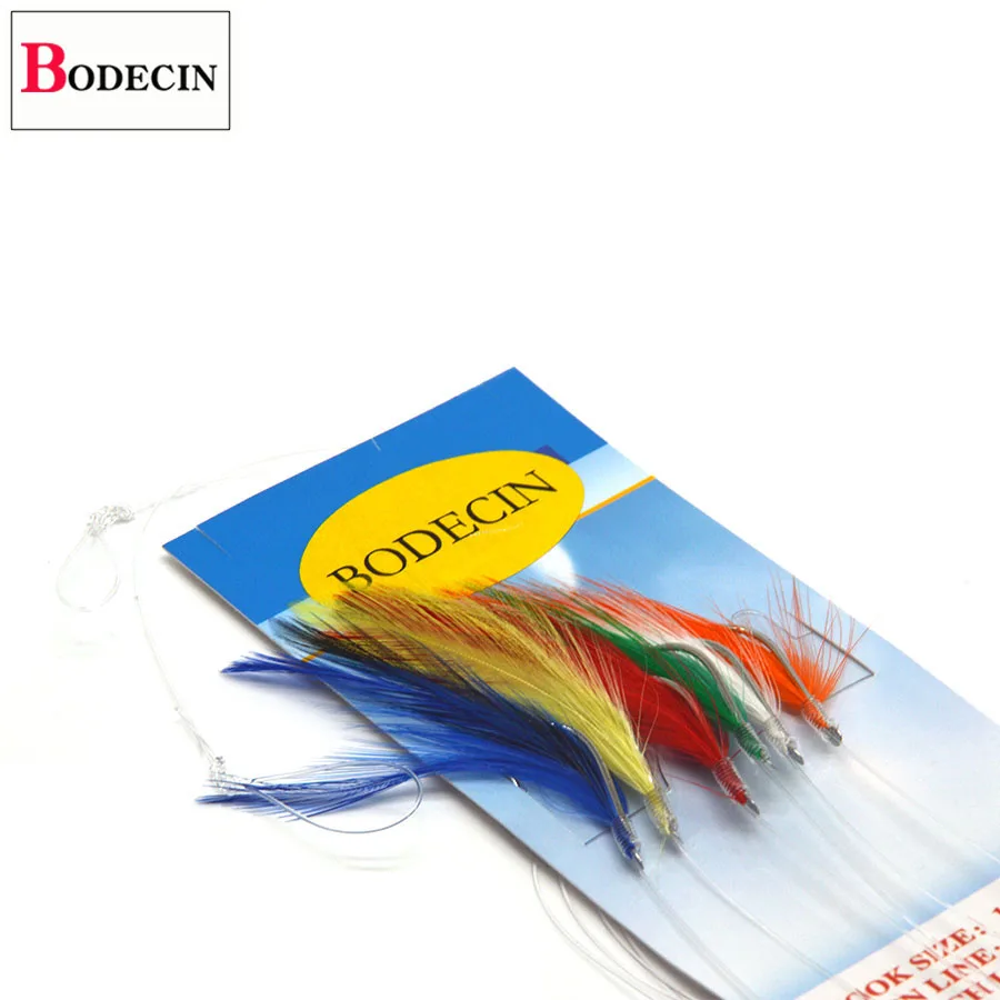 Sea Sabiki Rigs Jigging Fishing Hook Bait 3 Baglot Flash Rig Peche Sabiki Fish Skin Feather Head Tinsel Tube Lure For Herring (2)