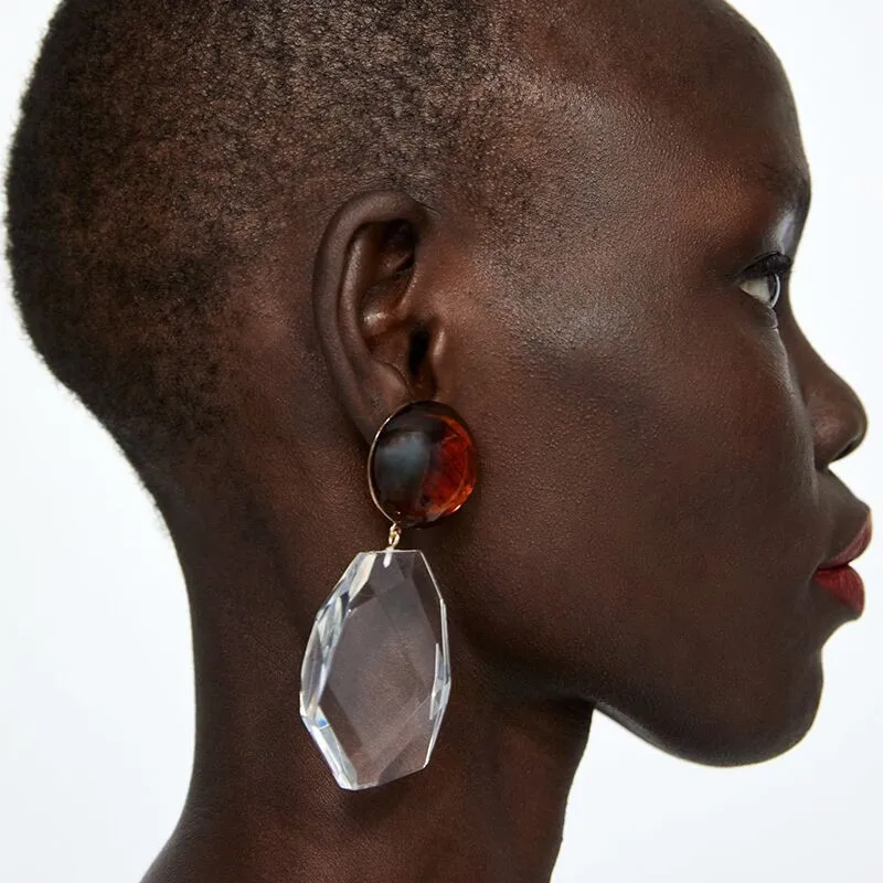 

Transparent Acrylic Pendant Drop Earrings for Women Exaggerated Geometric Element 2018 New Trendy Ear Jewelry ET843