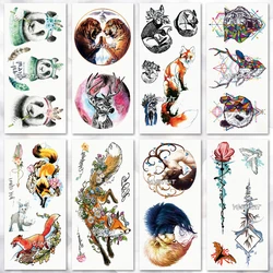 Water Transfer Watercolor Fox panda Temporary Tattoo Sticker Geometric Animals Pattern Body Art Waterproof  Flash Tattoo