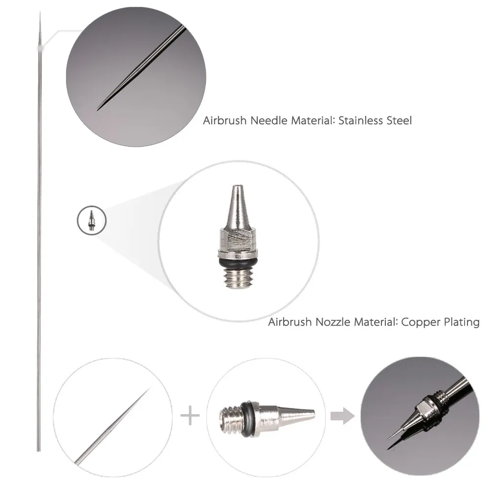 0,2 мм Насадка для аэрографа и сменные иглы для аэрографа, пистолет-распылитель, модель распыления краски, инструмент для обслуживания, аксессуары