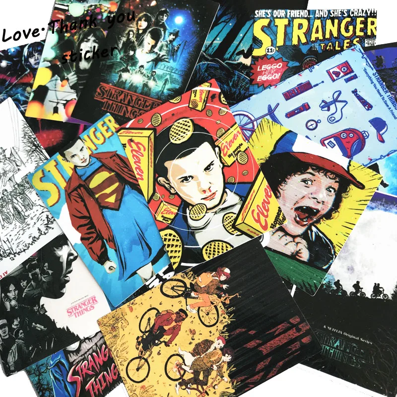 18pcs/lot American Movie Stranger Things Stickers For Notebook Trolley Case Backpack Table PVC Car DIY Cool Skateboard Decals