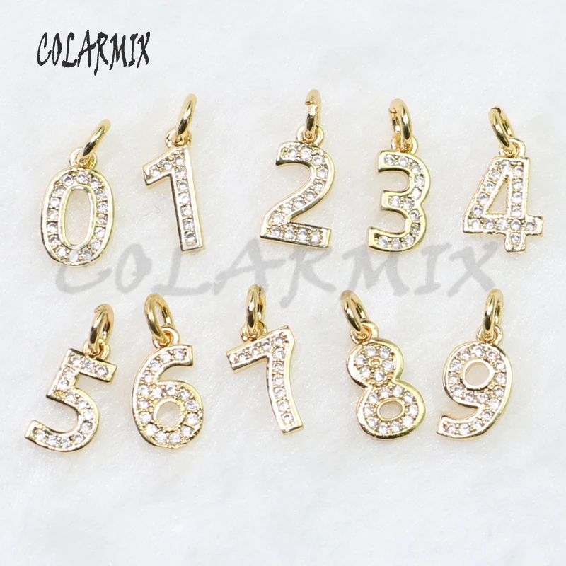 Wholesale 20 Pcs jewelry charms 1 9 Number charms Gold color number charms double hoops jewelry