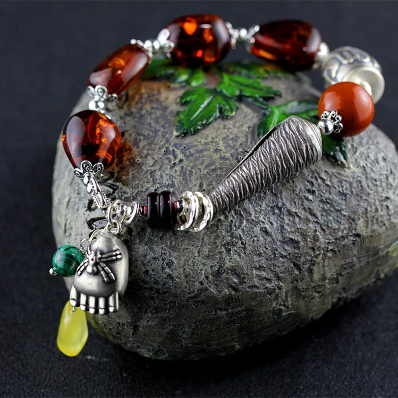 

2018 Special Offer Women Bracelet Character Product S925 Pure Jewelry Fashion Handmade With Natural Amber Bracelet Hand String