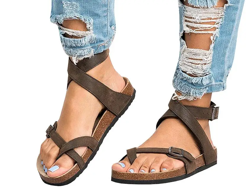 

2018 Summer Gladiator Women shoes Roman Sandals Shoes Buckle Peep-toe Flat Shoes Woman Sandalias Mujer Sandalias