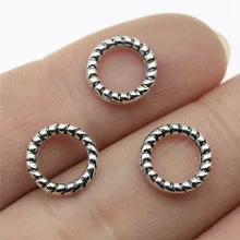Wysiwyg 20 pçs 10x10mm círculo charme para fazer jóias antigo prata cor círculo conector charme