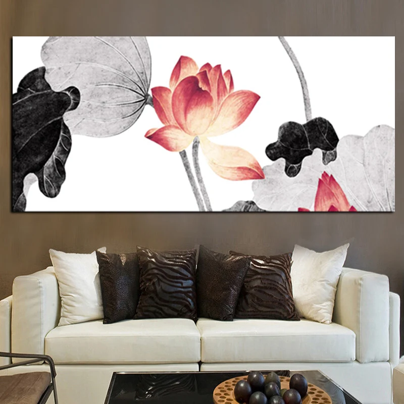 Creative HD Print Wall Art Picture Traditional Chinese Calligraphy Painting Koi Fish Lotus Canvas Prints For Living Room Cuadros