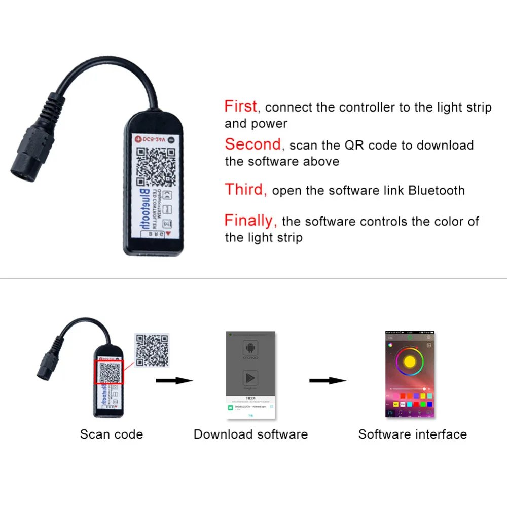 Миниатюрная светодиодная RGB лента с Bluetooth SMD 3535 60 120 светодиодов/м 0 5 м 1 2 3 4 Диодная