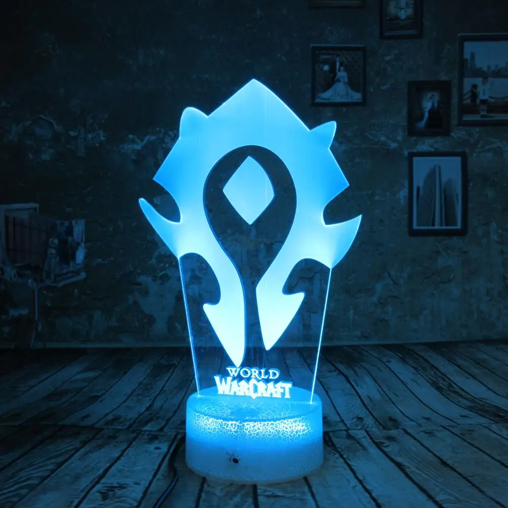 Светодиодный ночник World of Warcraft 3D Оптическая иллюзия 7 цветов USB затемняемый