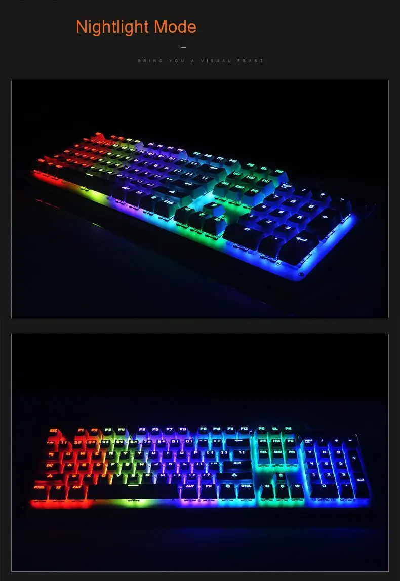 SeenDa Проводная игровая механическая клавиатура, игровая клавиатура с RGB подсветкой, переключатель с 104 клавишами, клавиатура для геймера, ПК, ноутбука, русский английский