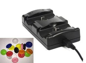 

2 in 1 USB Powered Dual Charging Dock Charger Stand+6 PCS Silicone Analog Grips Thumb stick Cap for PlayStation 3 PS3 Controller